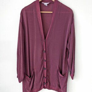 90's vtg dark dusty rose draped cardigan jacket